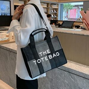 Tote Bags for Women Handbag Tote Purse with Zipper Denim Crossbody Bag Shoulder Bag for Office, Travel, School (Blue, Large)