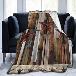 soft throw blanket,rustic barn door texas star brown gray rustic wooden board farmhouse planks vintage western print,cozy warm flannel blankets throws for bed couch sofa,unisex for all seasons 80″x60″