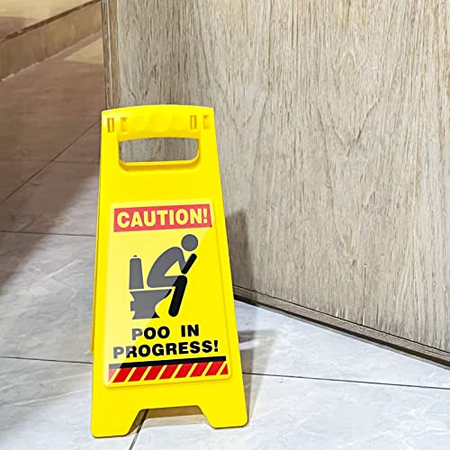 4 Pcs Poop in Progress Novelty Toilet Humour Warning Sign Toilet Occupied Funny Caution Sign Hilarious Secret Santa Gift for Bathroom Poop Sign for Restroom Office Decorations Hilarious Christmas