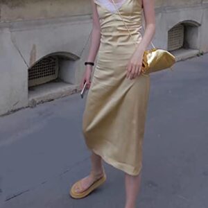 Bisadon Dumpling Pouch Crossbody Bag for Women Soft Clutch Purse Ruched Shoulder Bag Fashion Evening Bag Gold Small