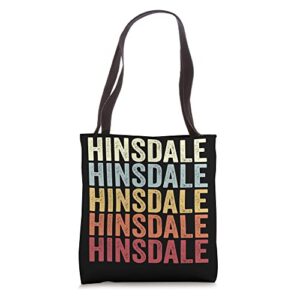 hinsdale new york hinsdale ny retro vintage text tote bag