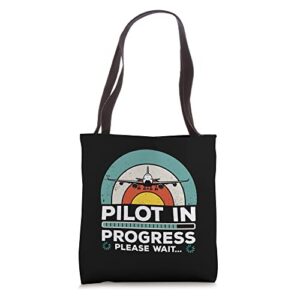 funny vintage pilot in progress funny copilot future pilots tote bag