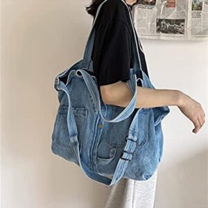 Aetygh Denim Messenger Bag Shoulder Bag, Casual Tote Travel Bag Multi Pockets Adjustable Shoulder Strap