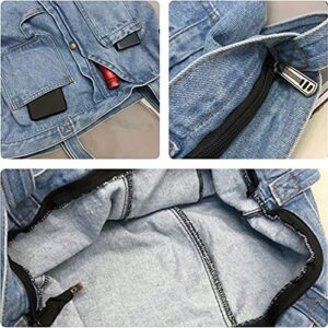 Aetygh Denim Messenger Bag Shoulder Bag, Casual Tote Travel Bag Multi Pockets Adjustable Shoulder Strap