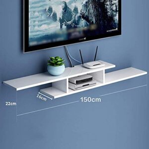 PIBM Stylish Simplicity Shelf Wall Mounted Floating Rack Shelves Wooden Storage Living Room 2 Layers,Length 120Cm / 150Cm, 3#White , 150X22X16cm