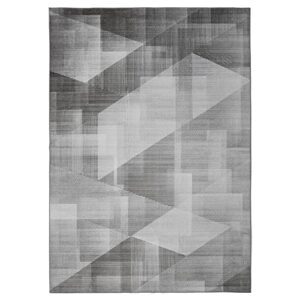 RUGSREAL Washable Rug for Living Room Modern Geometric Indoor Area Rug Stain Resistant Non-Slip Low-Pile Contemporary Area Rug for Bedroom Home Office, 8' x 10' Grey