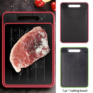 Double-Sided Cutting Board for Kitchen, Chopping Board with Metal Grinding Cube for Griding,Thick Chopping Boards for Meat,Veggies,Fruits, Easy Grip Handle(Red)