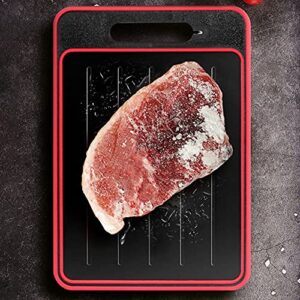 Double-Sided Cutting Board for Kitchen, Chopping Board with Metal Grinding Cube for Griding,Thick Chopping Boards for Meat,Veggies,Fruits, Easy Grip Handle(Red)