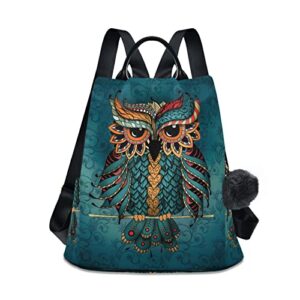 owl boho aztec backpack purse for women anti-theft back pack fashion handbag with adjustable straps school travel bag shoulder bag