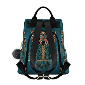 Owl Boho Aztec Backpack Purse for Women Anti-theft Back Pack Fashion Handbag with Adjustable Straps School Travel Bag Shoulder Bag