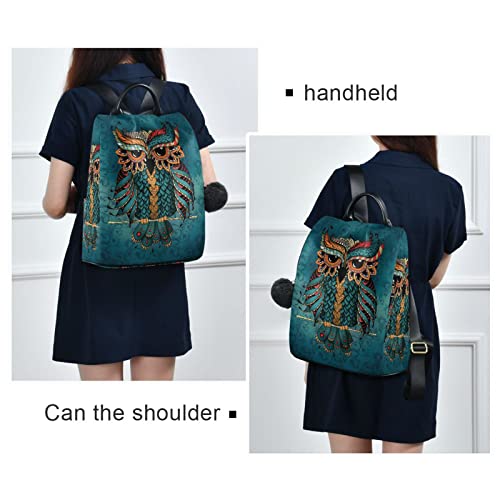 Owl Boho Aztec Backpack Purse for Women Anti-theft Back Pack Fashion Handbag with Adjustable Straps School Travel Bag Shoulder Bag