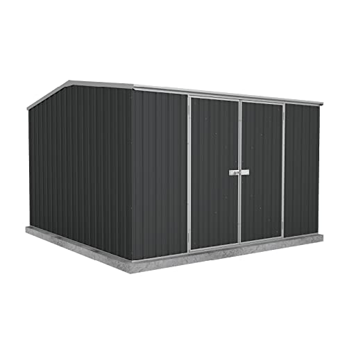 ABSCO Premier 10 x 10 Ft. Metal Storage Shed, Aluminum and Steel Utility Tool Shed, Outdoor Storage for Backyard, Lawn Patio, 100 Sq. Ft., Monument Gray (MN30302GK-PTX)