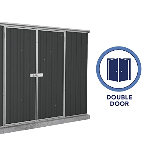 ABSCO Premier 10 x 10 Ft. Metal Storage Shed, Aluminum and Steel Utility Tool Shed, Outdoor Storage for Backyard, Lawn Patio, 100 Sq. Ft., Monument Gray (MN30302GK-PTX)