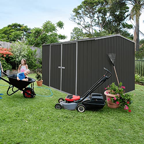 ABSCO Premier 10 x 10 Ft. Metal Storage Shed, Aluminum and Steel Utility Tool Shed, Outdoor Storage for Backyard, Lawn Patio, 100 Sq. Ft., Monument Gray (MN30302GK-PTX)