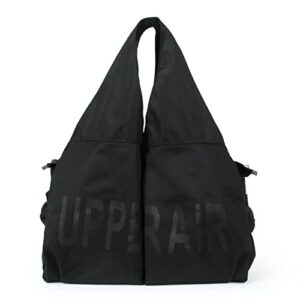 tote bag for women large shoulder bag with zipper fashion hobo handbags waterproof nylon bag for work travel shopping (black)