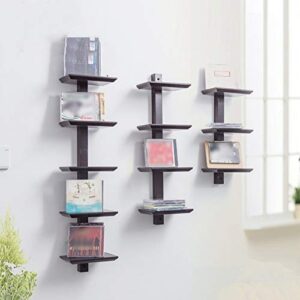 pibm stylish simplicity shelf wall mounted floating rack wooden solid wood storage shelves books collection display,3 colors avaliable,3 layers / 4 layers / 5 layers, black , 20x66.2cm