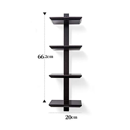 PIBM Stylish Simplicity Shelf Wall Mounted Floating Rack Wooden Solid Wood Storage Shelves Books Collection Display,3 Colors Avaliable,3 Layers / 4 Layers / 5 Layers, Black , 20X66.2cm