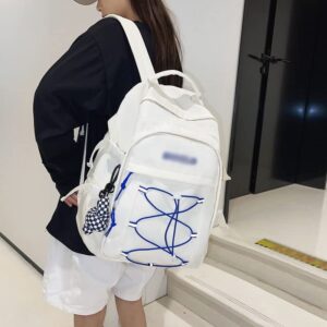 DINGZZ Large Capacity Drawstring Backpack Multi-Pocket Waterproof Nylon Book Bag College Girl Backpack (Color : Black, Size : 35 * 15.5 * 44CM)
