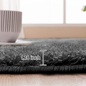 COZYLOOM Large Shag Area Rug, 9 x 12 Luxury Soft Shaggy Rug, Plush Fluffy Indoor Floor Carpet Cozy Solid Modern Rug Anti-Skid Bedroom Floor Cover Living Room Nursery Throw Carpet Dark Grey