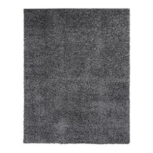 COZYLOOM Large Shag Area Rug, 9 x 12 Luxury Soft Shaggy Rug, Plush Fluffy Indoor Floor Carpet Cozy Solid Modern Rug Anti-Skid Bedroom Floor Cover Living Room Nursery Throw Carpet Dark Grey