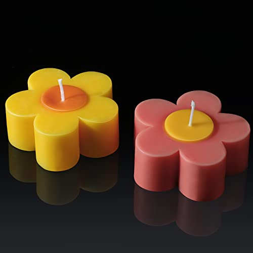 2 Pieces Aesthetic Candles Flower Shaped Candles Daisy Shaped Decorative Danish Pastel Room Decor Cute Fun Candles Soy Wax Scented Candle Pink Candles Art for Home Decor Christmas Birthday Gift