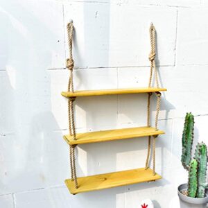 pibm stylish simplicity shelf wall mounted floating rack shelves wooden store display 1 layer/ 2 layers / 3 layers / 4 layers,4 colors, yellow , 49.5x14x90cm