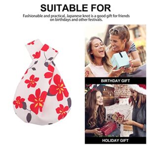 Amosfun Japanese Style Storage Bag Hand Bag Japanese Pattern Wrist Bag Sleeve Knot Pouch Portable Purse Canvas Tote Bag