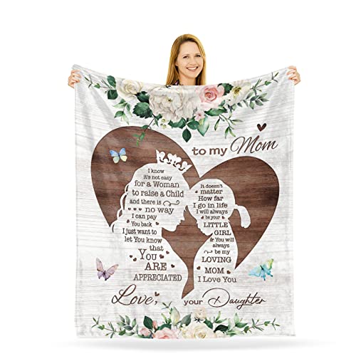 Mom Birthday Gifts for Mom from Daughter 50"X60" Mom Blanket, Mom Gifts for Birthday, I Love You Mom Throw Blanket, Moms Birthday Gift Ideas, Mother's Birthday Gifts Soft Fleece Flannel Blanket