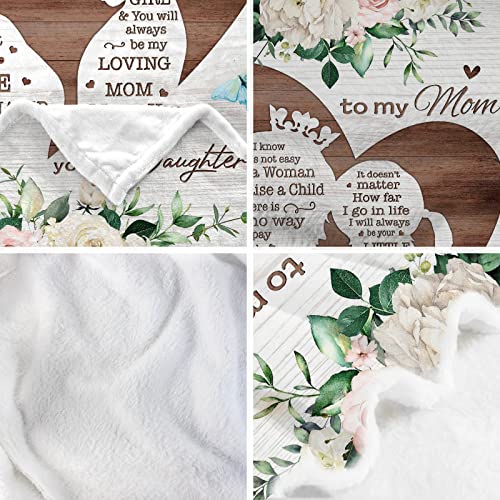 Mom Birthday Gifts for Mom from Daughter 50"X60" Mom Blanket, Mom Gifts for Birthday, I Love You Mom Throw Blanket, Moms Birthday Gift Ideas, Mother's Birthday Gifts Soft Fleece Flannel Blanket