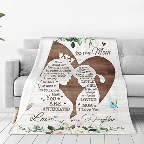 Mom Birthday Gifts for Mom from Daughter 50"X60" Mom Blanket, Mom Gifts for Birthday, I Love You Mom Throw Blanket, Moms Birthday Gift Ideas, Mother's Birthday Gifts Soft Fleece Flannel Blanket