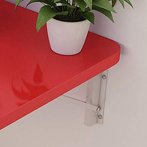 PIBM Stylish Simplicity Shelf Wall Mounted Floating Rack Shelves Foldable Dining Table Bookshelf Computer Desk Solid Wood Metal Bracket Smooth,12 Sizes,5 Colors, Red , 120X50cm