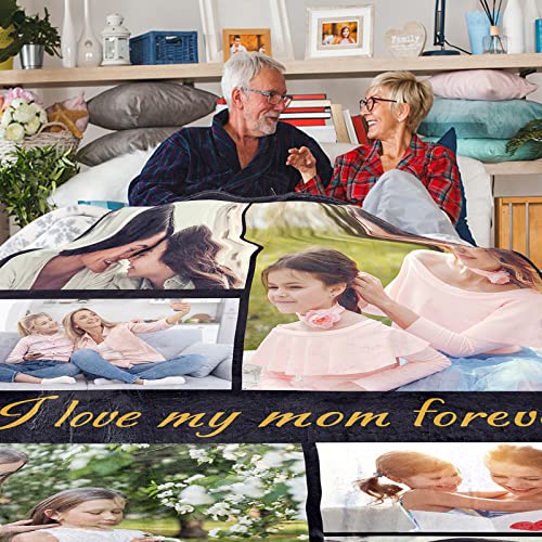 Livole Custom Blanket Customized Blankets with Photos and Text Personalized Pictures Throw Blanket Gifts Flannel Blanket for Baby Boyfriend Mom Dad Christmas Birthday (6-Photo, 30 * 40in)