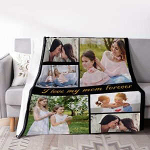 Livole Custom Blanket Customized Blankets with Photos and Text Personalized Pictures Throw Blanket Gifts Flannel Blanket for Baby Boyfriend Mom Dad Christmas Birthday (6-Photo, 30 * 40in)