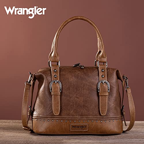 Wrangler Hobo Crossbody Bag Top Handle Small Satchel Purse Shoulder Handbag with Smooth Leather for Women,B2B-WG48-S5110BR