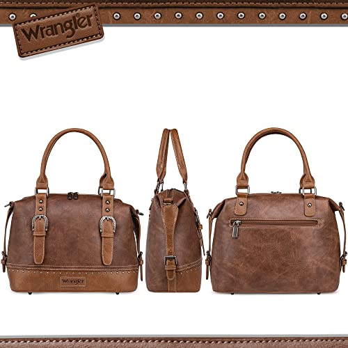 Wrangler Hobo Crossbody Bag Top Handle Small Satchel Purse Shoulder Handbag with Smooth Leather for Women,B2B-WG48-S5110BR