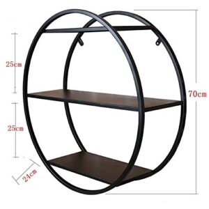 PIBM Stylish Simplicity Shelf Wall Mounted Floating Rack Shelves Round Shape Iron Art Storage Bookshelf Bar Living Room,2 Colours,3 Layers, White , 70x24x70cm