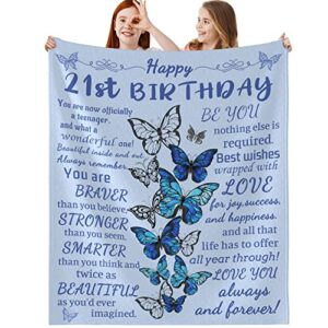 21st Birthday Gifts for Her Daughter, 21 Year Old Gifts for Her Meaningful, Gifts for 21 Year Old Female in College, Happy 21st Birthday Decorations for Her Women, 2001 21st Blanket 50x60 Inches
