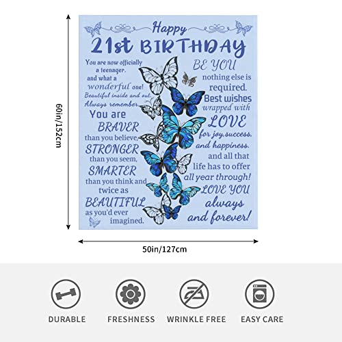 21st Birthday Gifts for Her Daughter, 21 Year Old Gifts for Her Meaningful, Gifts for 21 Year Old Female in College, Happy 21st Birthday Decorations for Her Women, 2001 21st Blanket 50x60 Inches