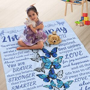 21st Birthday Gifts for Her Daughter, 21 Year Old Gifts for Her Meaningful, Gifts for 21 Year Old Female in College, Happy 21st Birthday Decorations for Her Women, 2001 21st Blanket 50x60 Inches