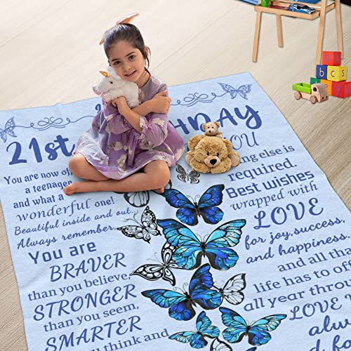 21st Birthday Gifts for Her Daughter, 21 Year Old Gifts for Her Meaningful, Gifts for 21 Year Old Female in College, Happy 21st Birthday Decorations for Her Women, 2001 21st Blanket 50x60 Inches