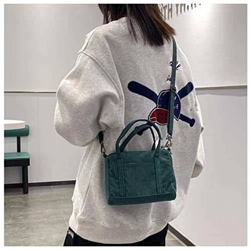 IAMUHI Mini Corduroy Crossbody Phone Purse Small Wallet Tote Bag Casual Shoulder Little Handbag for Women/Girls,Green
