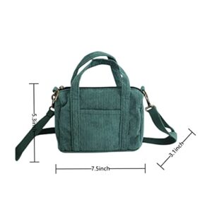 IAMUHI Mini Corduroy Crossbody Phone Purse Small Wallet Tote Bag Casual Shoulder Little Handbag for Women/Girls,Green