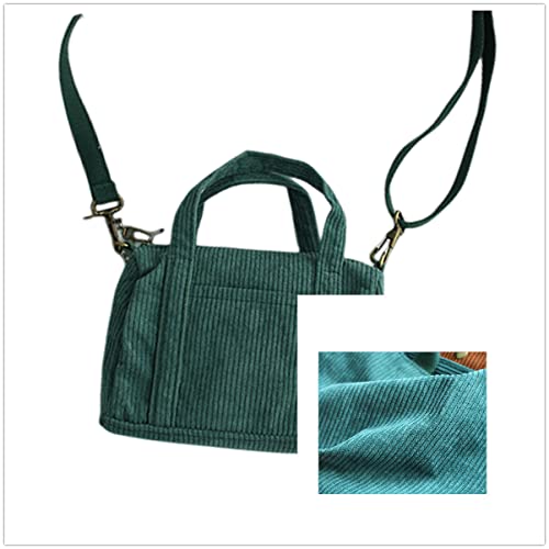 IAMUHI Mini Corduroy Crossbody Phone Purse Small Wallet Tote Bag Casual Shoulder Little Handbag for Women/Girls,Green