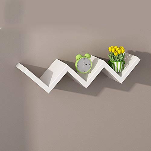 PIBM Stylish Simplicity Shelf Wall Mounted Floating Rack Wooden Solid Wood Shelves Living Room Background Wall Storage Creative,40Cm / 60Cm,4 Colors Avaliable, White , 60X12X15cm