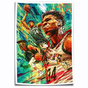 Giannis Antetokounmpo Poster Basketball Posters Print Canvas Wall Art Decor for Boys Room Large Picture Painting NOUCAN (16x24 No Framed,A)