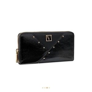 victoria’s secret black studded wallet large bi-fold wallets for women (black studded)
