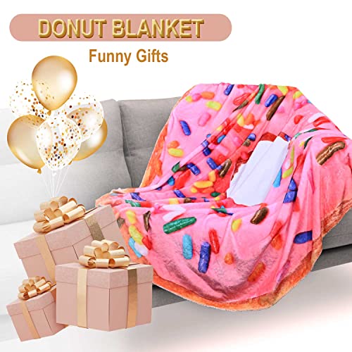 RosieLily Round Food Donut Blanket Funny Blanket Novelty Blanket Donuts Blankets for Adults and Kids 60 inches Fun Blanket Fleece Throw Blanket Soft Blanket Fuzzy Flannel Blanket Novelty Gifts