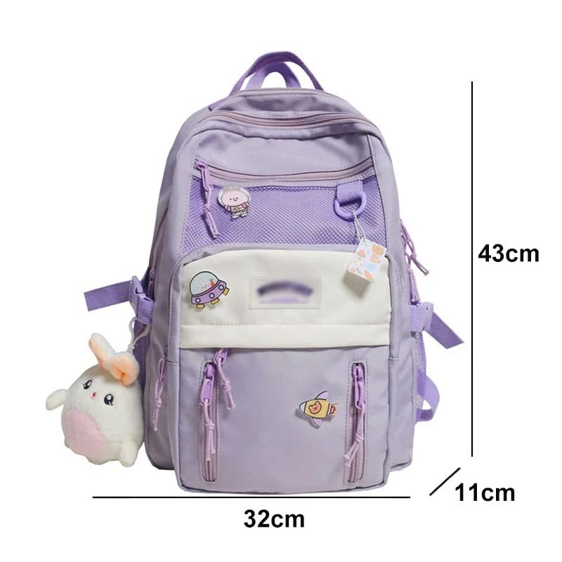 DINGZZ Waterproof Women Backpack College Style Schoolbag for Teenage Girls Cute Travel Backpack Bookbag (Color : E, Size : 32cm x11cm x43cm)