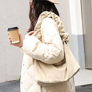 Ulisty Women Small Corduroy Underarm Bag Drawstring Shoulder Bag Casual Handbag Hobo Bag coffee