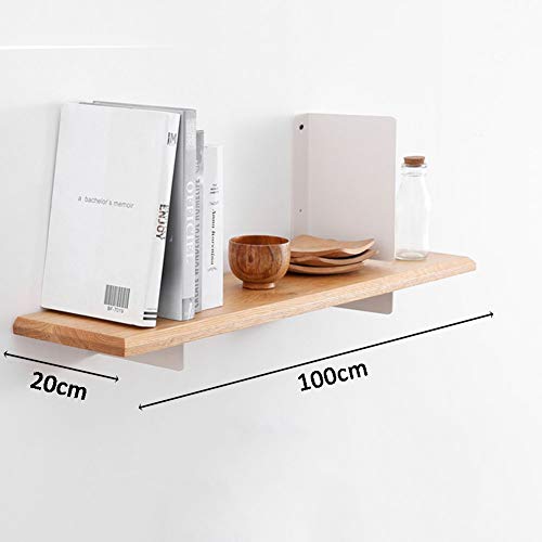 PIBM Stylish Simplicity Shelf Wall Mounted Floating Rack Wooden Solid Wood Shelves Storage Kitchen Bedroom Living Room,4 Types,3 Sizes Avaliable, Whitered Oak ,